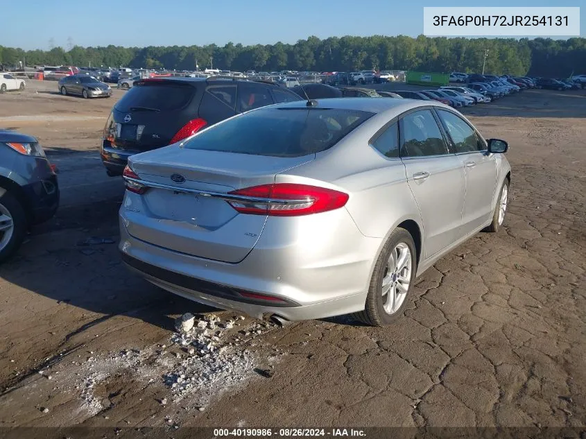 2018 Ford Fusion Se VIN: 3FA6P0H72JR254131 Lot: 40190986