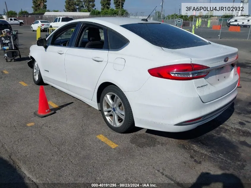 3FA6P0LU4JR102932 2018 Ford Fusion Hybrid Se