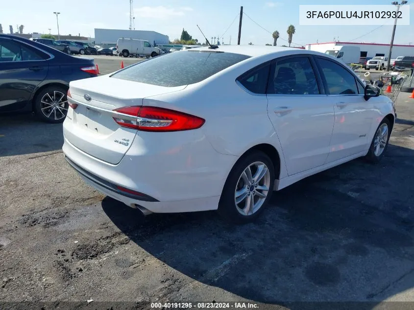 2018 Ford Fusion Hybrid Se VIN: 3FA6P0LU4JR102932 Lot: 40191295