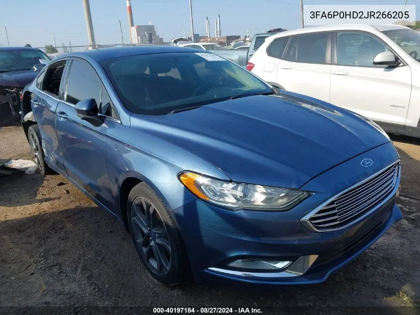 2018 Ford Fusion Se VIN: 3FA6P0HD2JR266205 Lot: 40197184