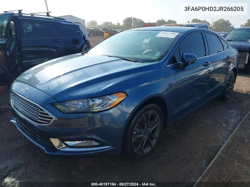 2018 Ford Fusion Se VIN: 3FA6P0HD2JR266205 Lot: 40197184