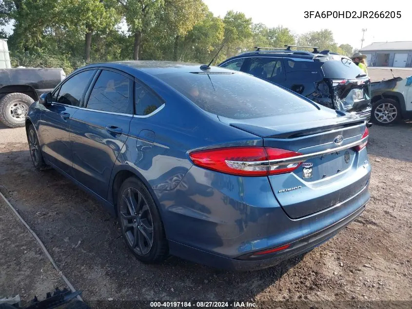 2018 Ford Fusion Se VIN: 3FA6P0HD2JR266205 Lot: 40197184