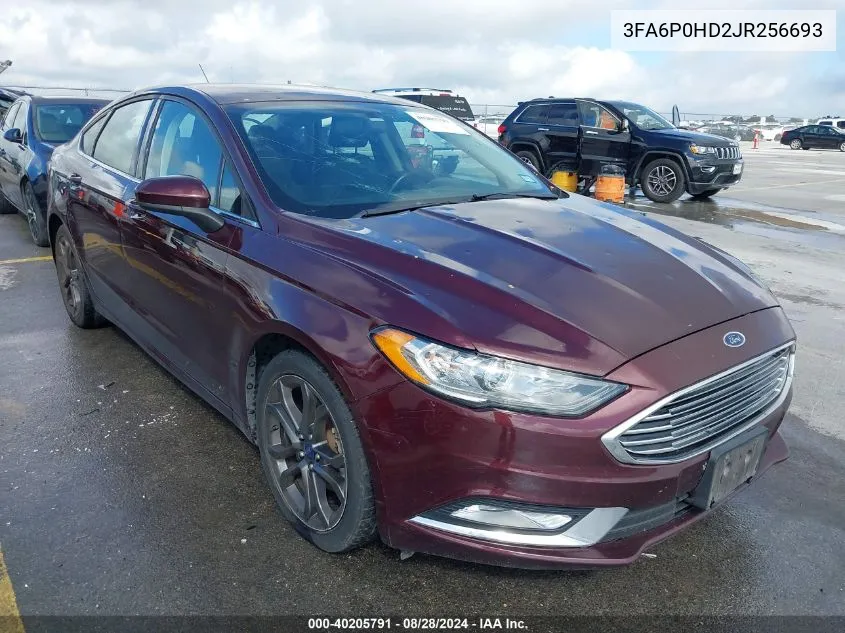 2018 Ford Fusion Se VIN: 3FA6P0HD2JR256693 Lot: 40205791