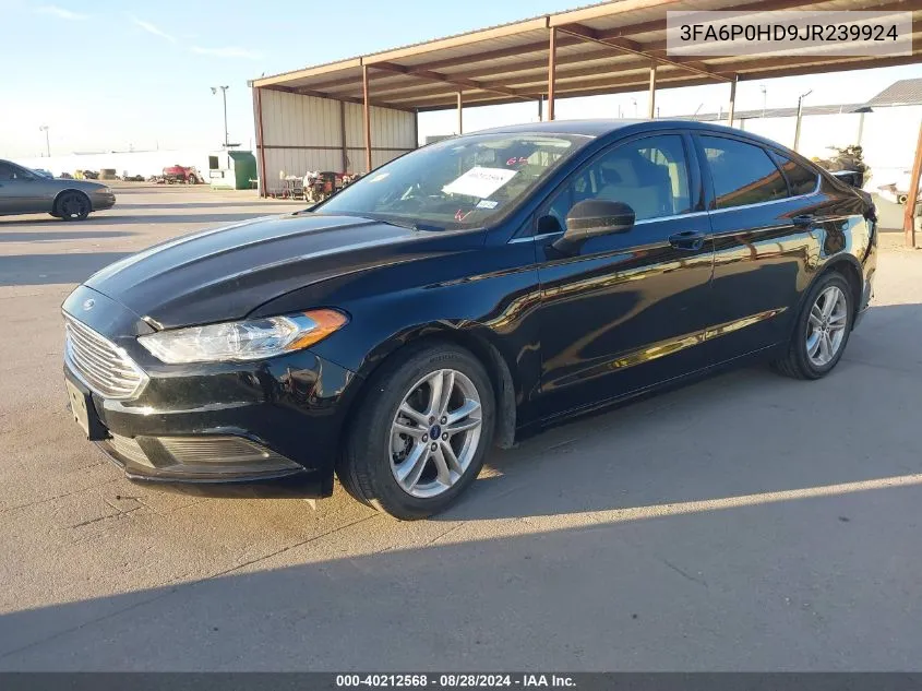 2018 Ford Fusion Se VIN: 3FA6P0HD9JR239924 Lot: 40212568