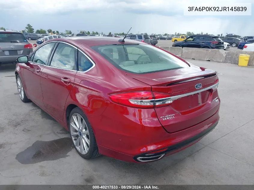 3FA6P0K92JR145839 2018 Ford Fusion Platinum