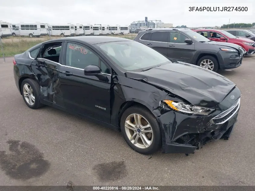 3FA6P0LU1JR274500 2018 Ford Fusion Hybrid Se