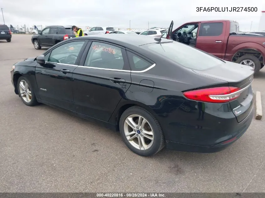 3FA6P0LU1JR274500 2018 Ford Fusion Hybrid Se