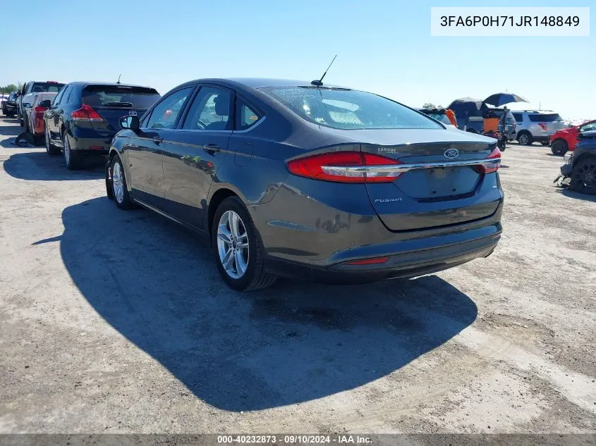 2018 Ford Fusion Se VIN: 3FA6P0H71JR148849 Lot: 40232873