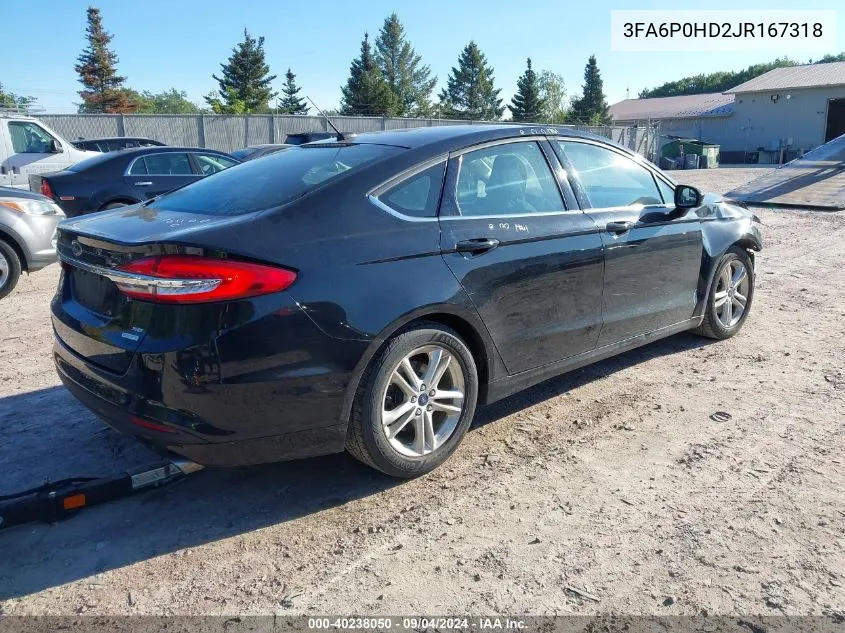 2018 Ford Fusion Se VIN: 3FA6P0HD2JR167318 Lot: 40238050