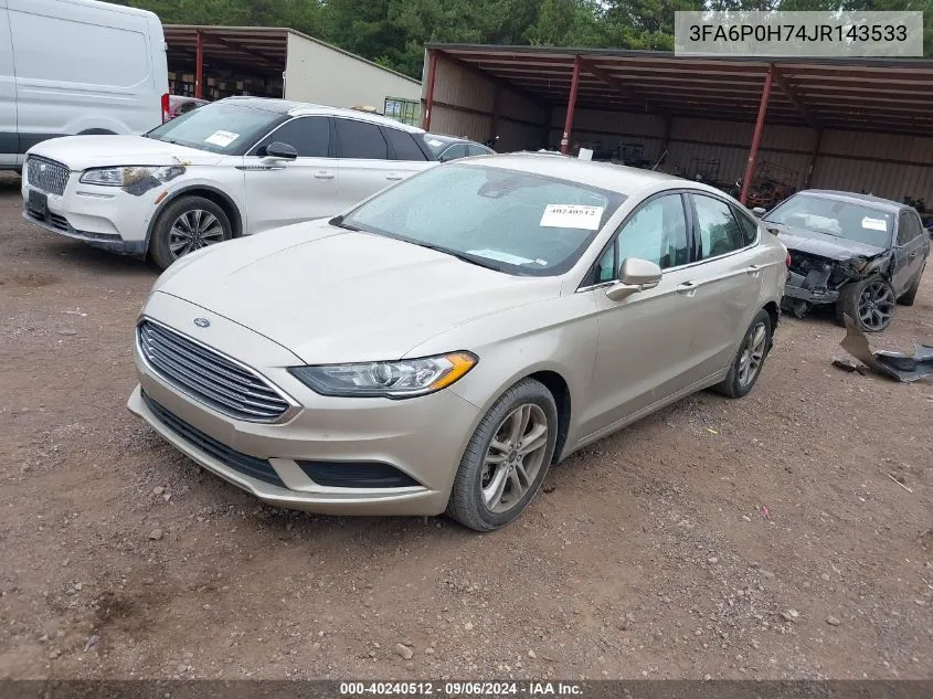 2018 Ford Fusion Se VIN: 3FA6P0H74JR143533 Lot: 40240512