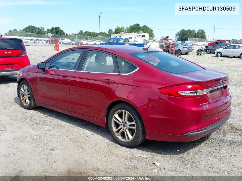 2018 Ford Fusion Se VIN: 3FA6P0HD0JR130509 Lot: 40248202