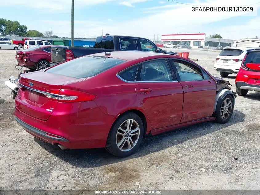 2018 Ford Fusion Se VIN: 3FA6P0HD0JR130509 Lot: 40248202