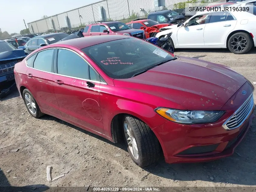 2018 Ford Fusion Se VIN: 3FA6P0HD1JR196339 Lot: 40253229