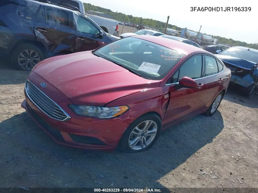 2018 Ford Fusion Se VIN: 3FA6P0HD1JR196339 Lot: 40253229