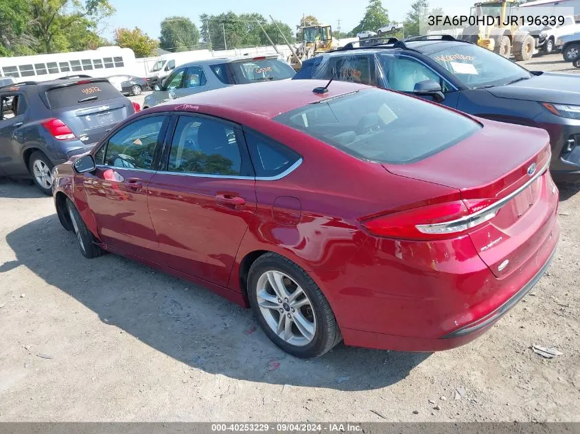 2018 Ford Fusion Se VIN: 3FA6P0HD1JR196339 Lot: 40253229