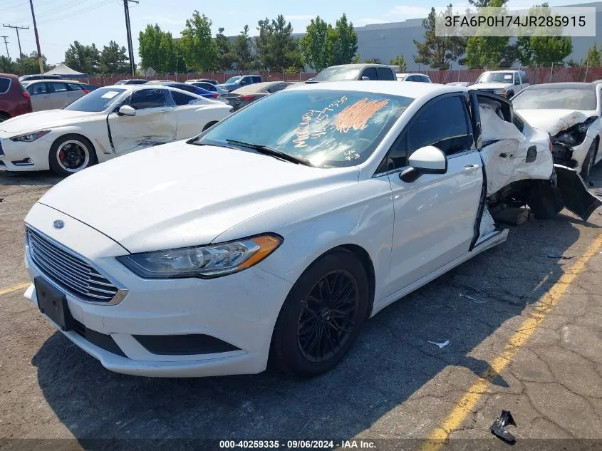 2018 Ford Fusion Se VIN: 3FA6P0H74JR285915 Lot: 40259335