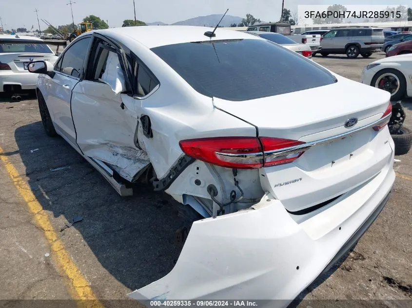 2018 Ford Fusion Se VIN: 3FA6P0H74JR285915 Lot: 40259335