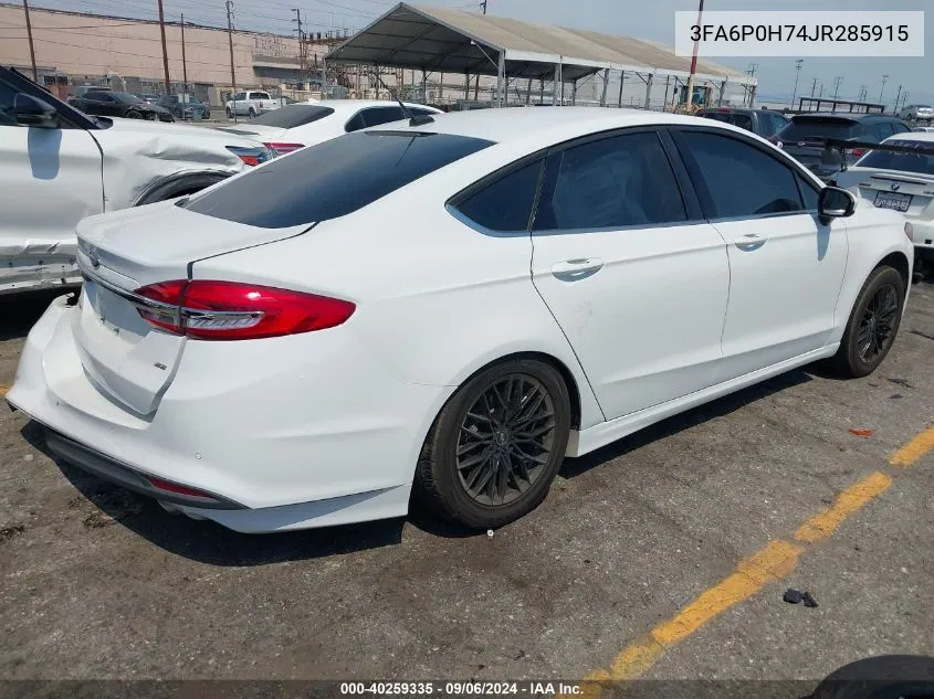 2018 Ford Fusion Se VIN: 3FA6P0H74JR285915 Lot: 40259335