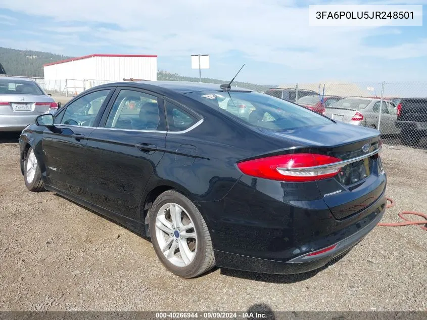 3FA6P0LU5JR248501 2018 Ford Fusion Hybrid Se