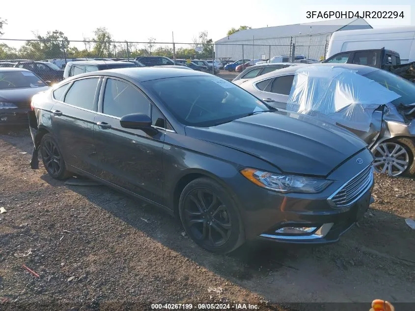 3FA6P0HD4JR202294 2018 Ford Fusion Se