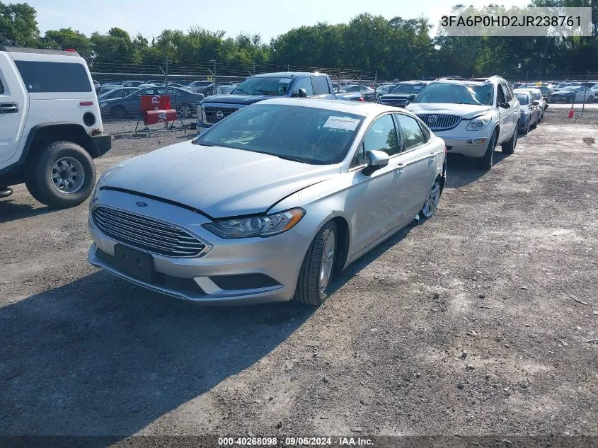 2018 Ford Fusion Se VIN: 3FA6P0HD2JR238761 Lot: 40268098