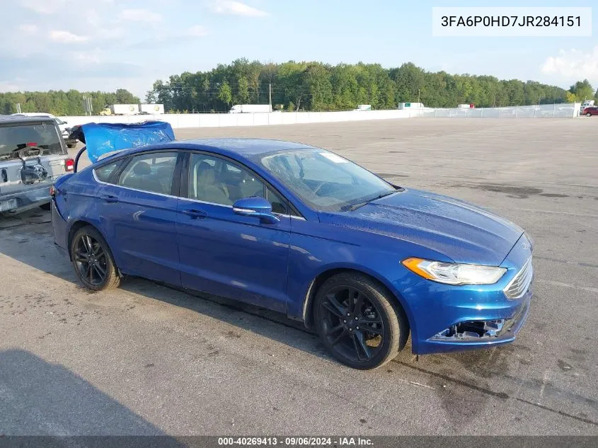 2018 Ford Fusion Se VIN: 3FA6P0HD7JR284151 Lot: 40269413