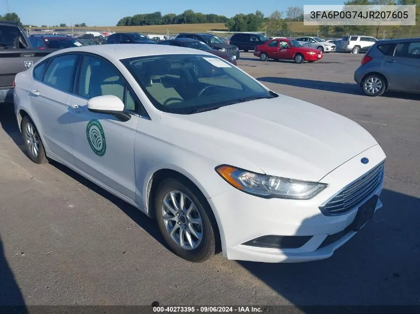 2018 Ford Fusion S VIN: 3FA6P0G74JR207605 Lot: 40273395