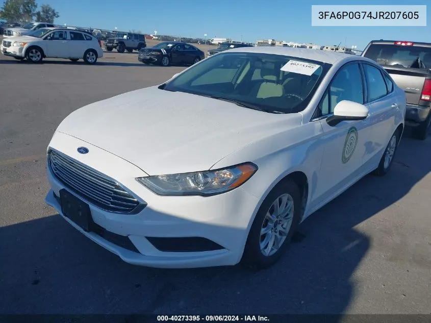 2018 Ford Fusion S VIN: 3FA6P0G74JR207605 Lot: 40273395