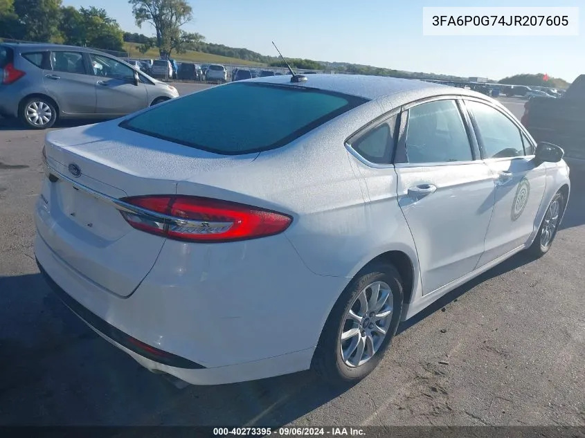 2018 Ford Fusion S VIN: 3FA6P0G74JR207605 Lot: 40273395