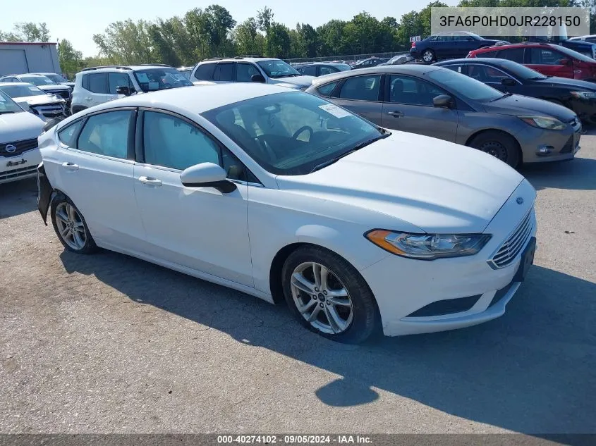 2018 Ford Fusion Se VIN: 3FA6P0HD0JR228150 Lot: 40274102