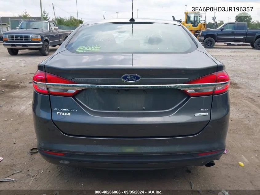 2018 Ford Fusion Se VIN: 3FA6P0HD3JR196357 Lot: 40286065