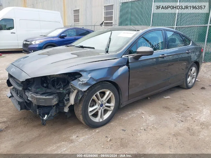 2018 Ford Fusion Se VIN: 3FA6P0HD3JR196357 Lot: 40286065