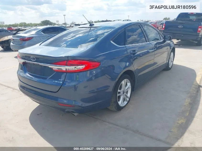 2018 Ford Fusion Hybrid Se VIN: 3FA6P0LU8JR180596 Lot: 40289627