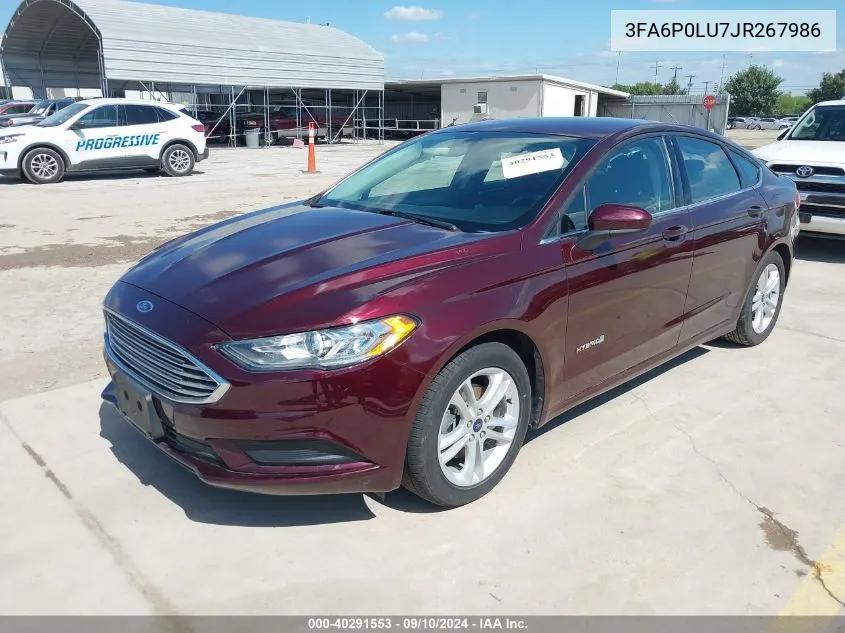 3FA6P0LU7JR267986 2018 Ford Fusion Hybrid Se