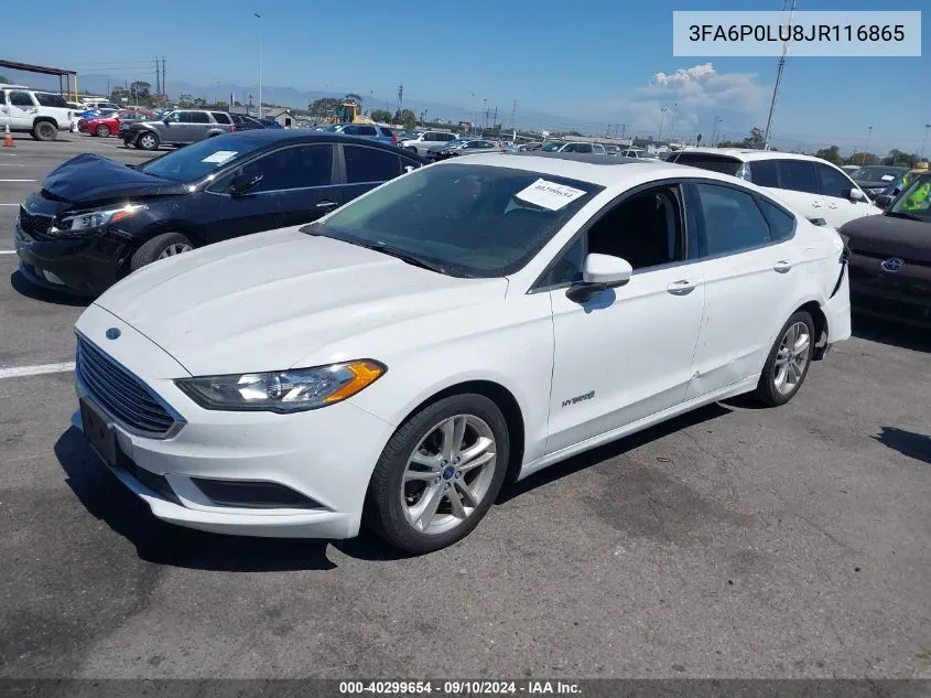 2018 Ford Fusion Hybrid Se Hybrid VIN: 3FA6P0LU8JR116865 Lot: 40299654