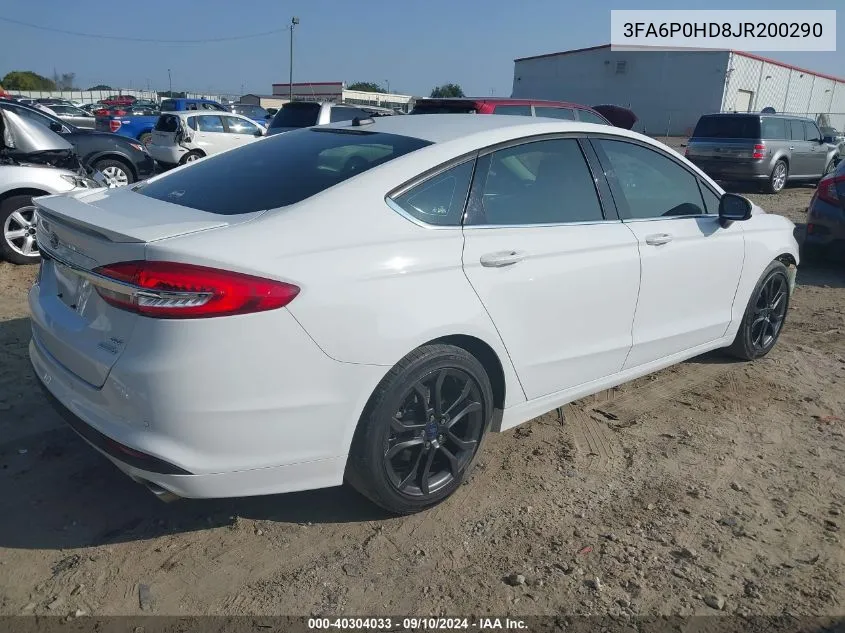 2018 Ford Fusion Se VIN: 3FA6P0HD8JR200290 Lot: 40304033