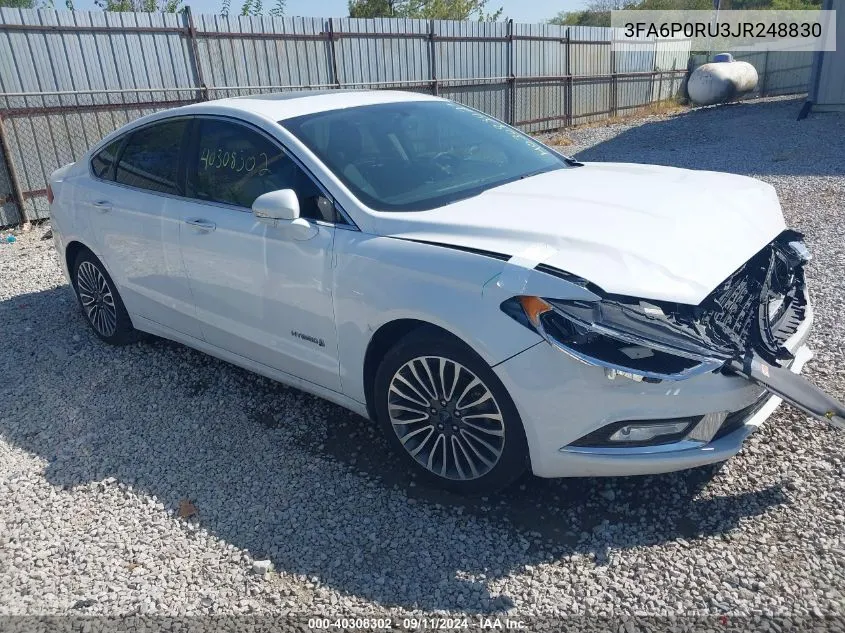 2018 Ford Fusion Hybrid Titanium/Platinum Hev VIN: 3FA6P0RU3JR248830 Lot: 40308302