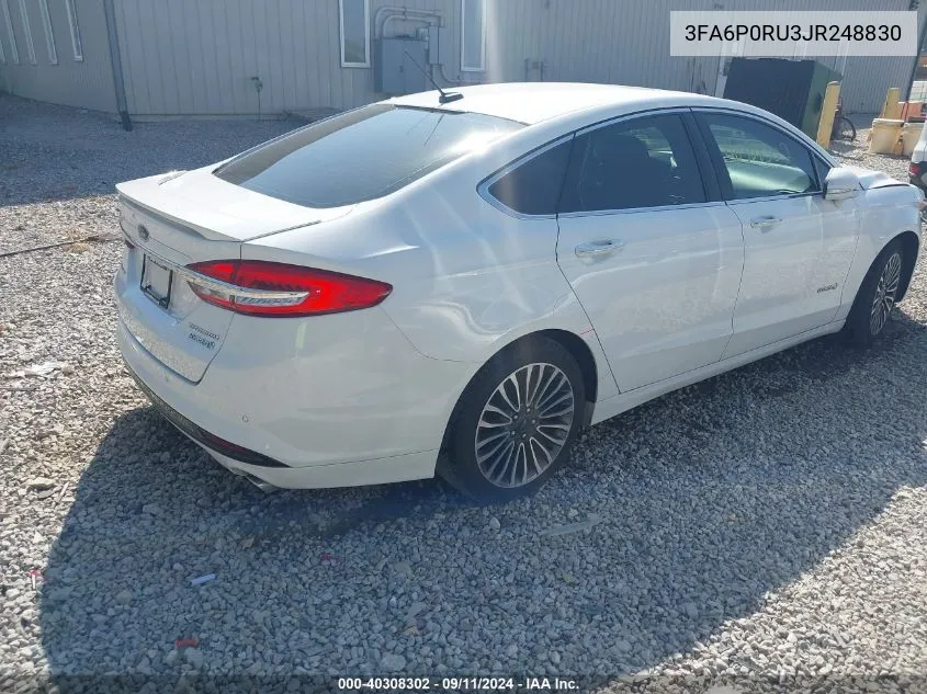 2018 Ford Fusion Hybrid Titanium/Platinum Hev VIN: 3FA6P0RU3JR248830 Lot: 40308302