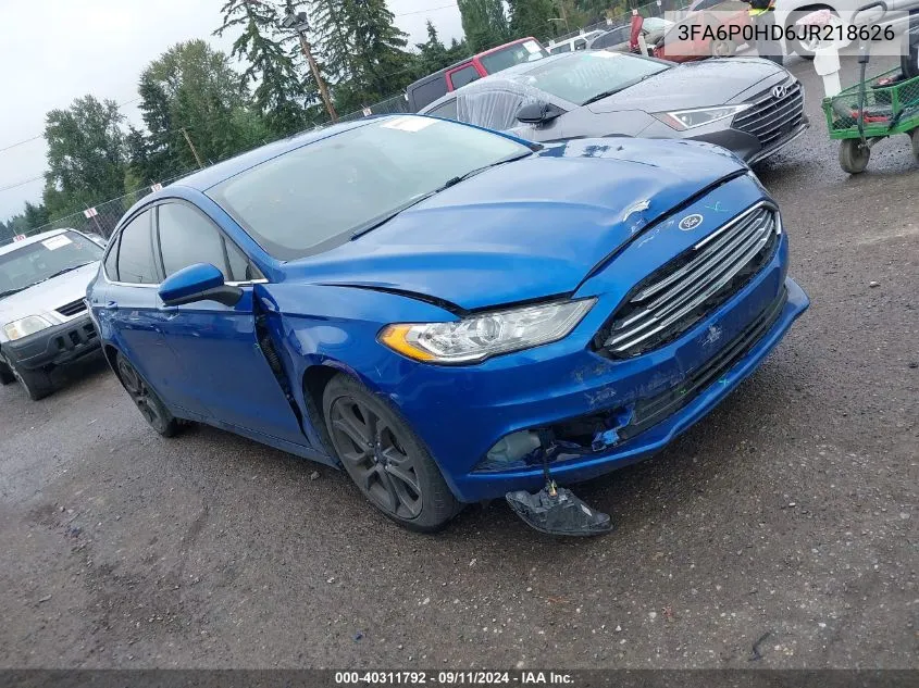 2018 Ford Fusion Se VIN: 3FA6P0HD6JR218626 Lot: 40311792