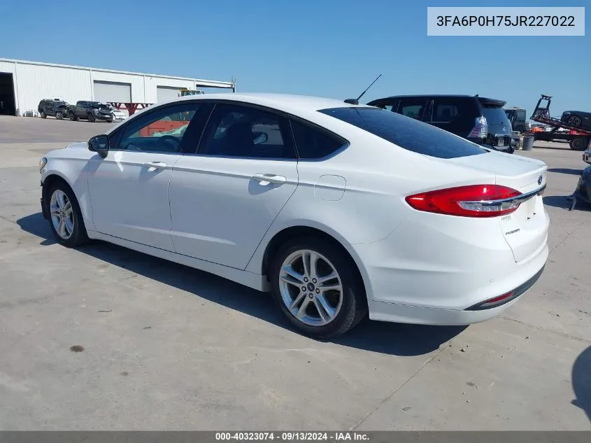 2018 Ford Fusion Se VIN: 3FA6P0H75JR227022 Lot: 40323074