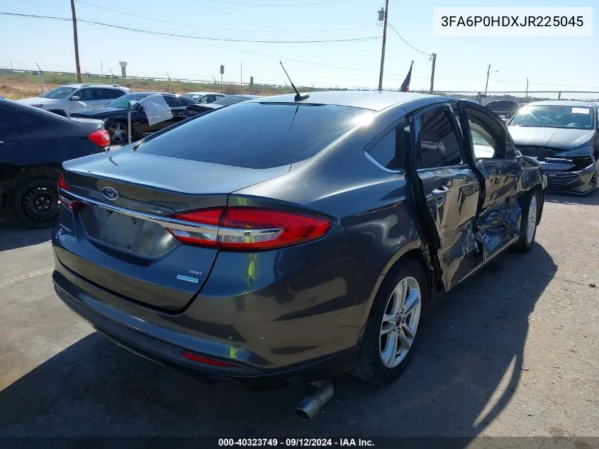 2018 Ford Fusion Se VIN: 3FA6P0HDXJR225045 Lot: 40323749