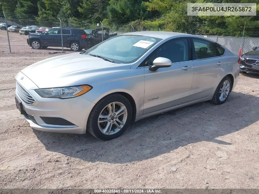 3FA6P0LU4JR265872 2018 Ford Fusion Hybrid Se