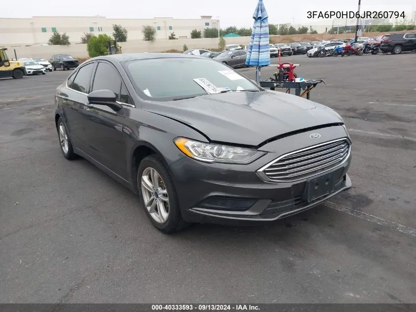 3FA6P0HD6JR260794 2018 Ford Fusion Se