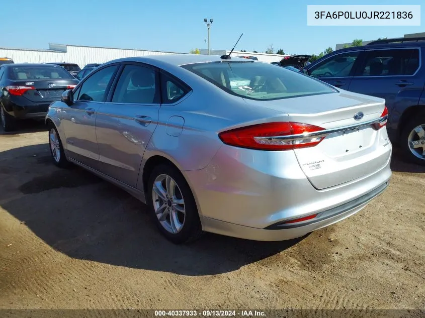 2018 Ford Fusion Hybrid Se VIN: 3FA6P0LU0JR221836 Lot: 40337933