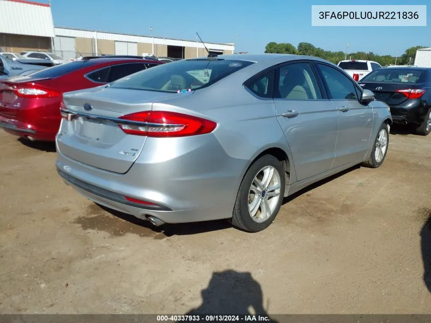 2018 Ford Fusion Hybrid Se VIN: 3FA6P0LU0JR221836 Lot: 40337933