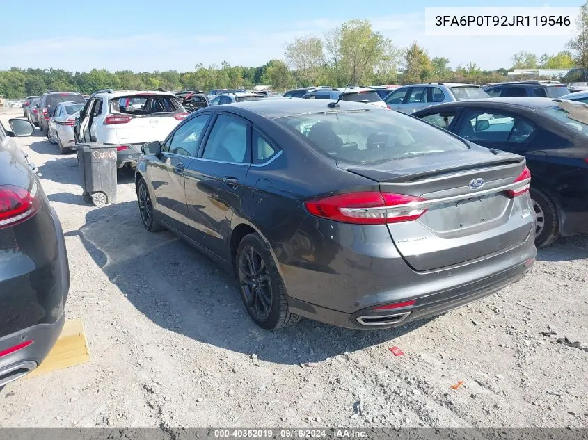 2018 Ford Fusion Se VIN: 3FA6P0T92JR119546 Lot: 40352019