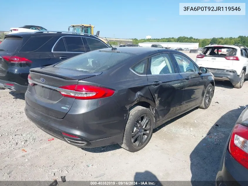 2018 Ford Fusion Se VIN: 3FA6P0T92JR119546 Lot: 40352019