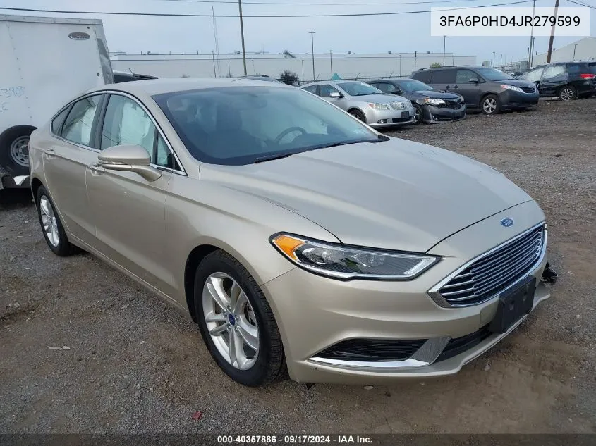 2018 Ford Fusion Se VIN: 3FA6P0HD4JR279599 Lot: 40357886