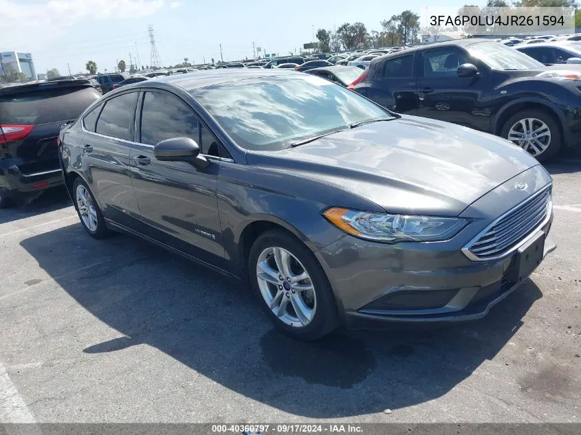 3FA6P0LU4JR261594 2018 Ford Fusion Hybrid Se