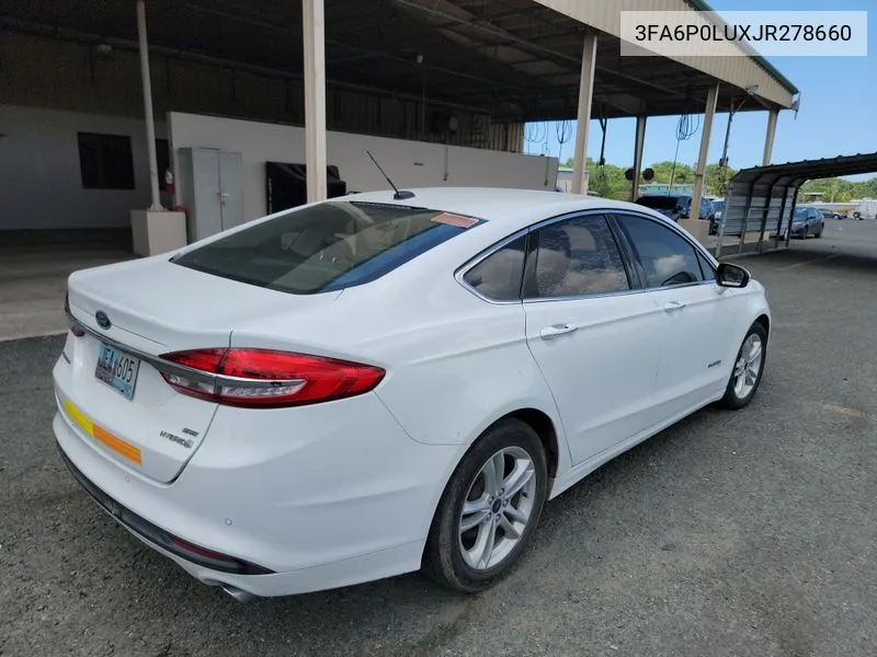 3FA6P0LUXJR278660 2018 Ford Fusion Hybrid Se